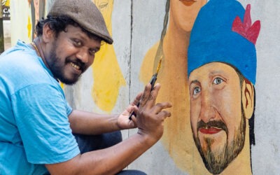 Alte Mauern werden bunt – Artist Harshan aus Kovalam in Kerala Südindien
